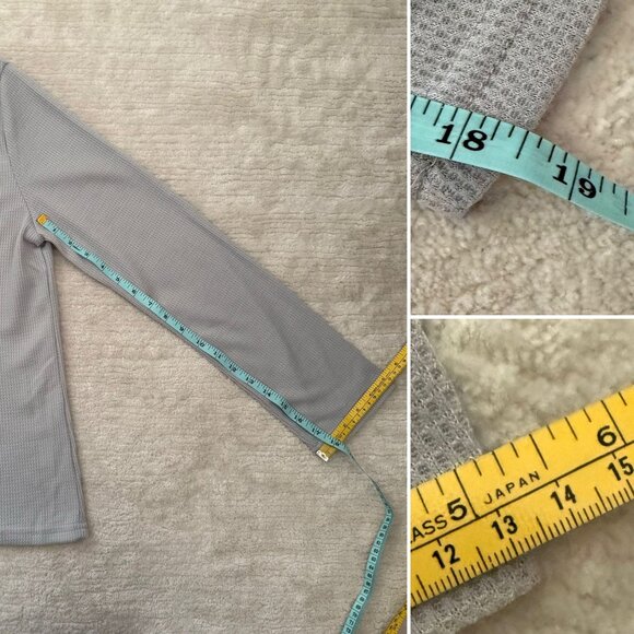 Womens Size XXL Waffle Knit Top V-Neck Long Sleeve Grey Casual Athleisure - Picture 7 of 7